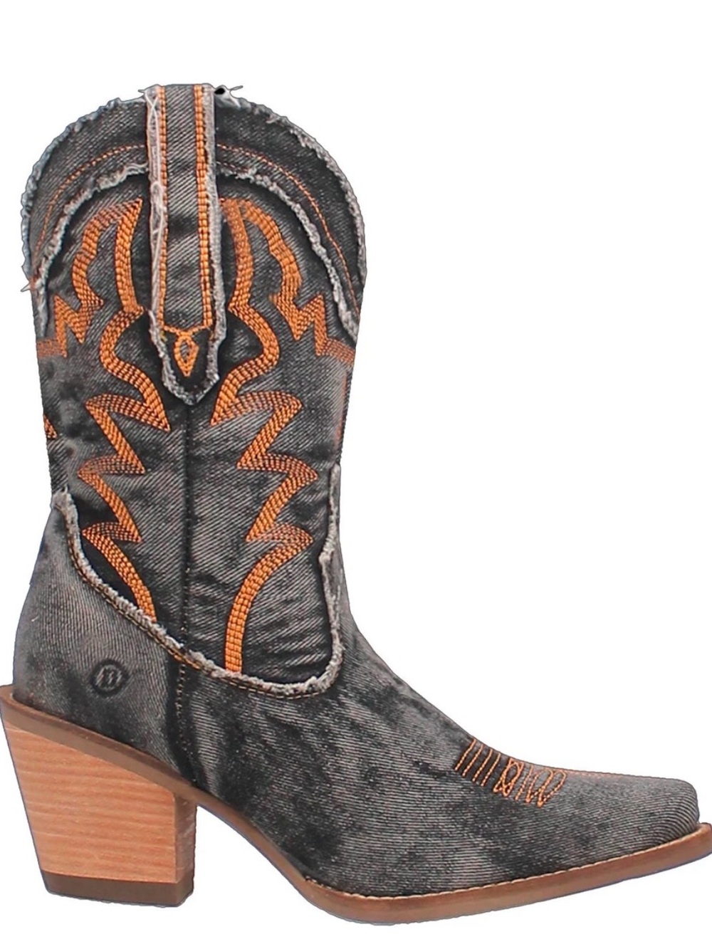 NWB Dingo Women's Distressed Gray Cowboy Boot with Orange Stitching Size 8 - Picture 6 of 9